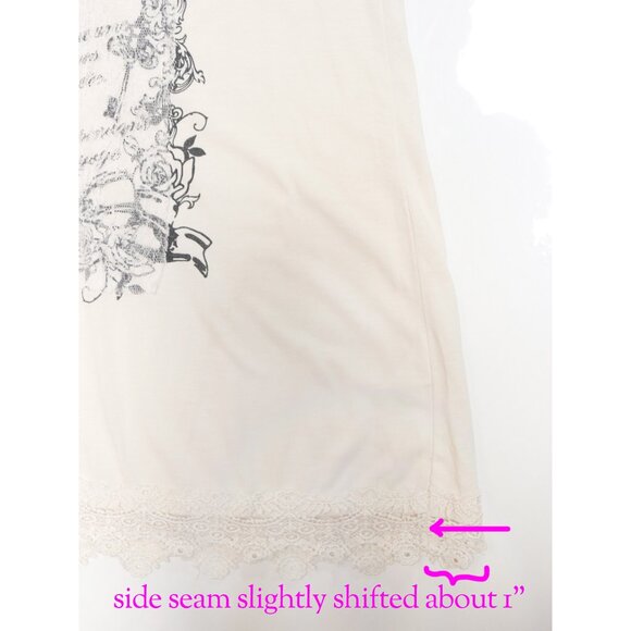 Cream French Graphic Script Print Lace Trim Tee 🇫🇷 AXES FEMME - Picture 11 of 11